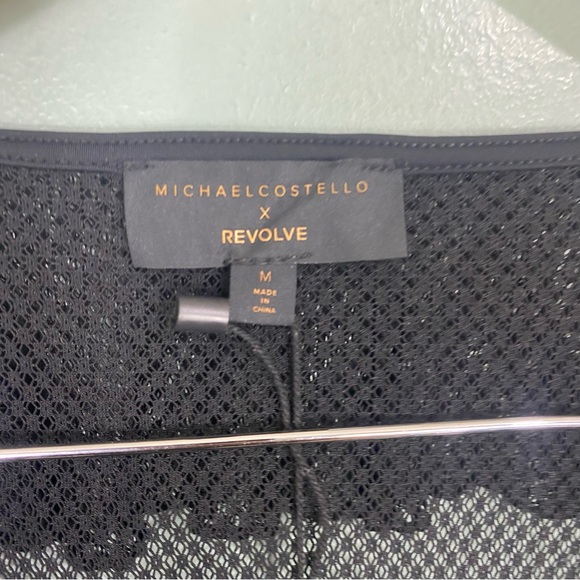 Michael Costello Revolve Mavis Mini Dress Sheer Ruffle Long Sleeve Black Sz M - Picture 3 of 5